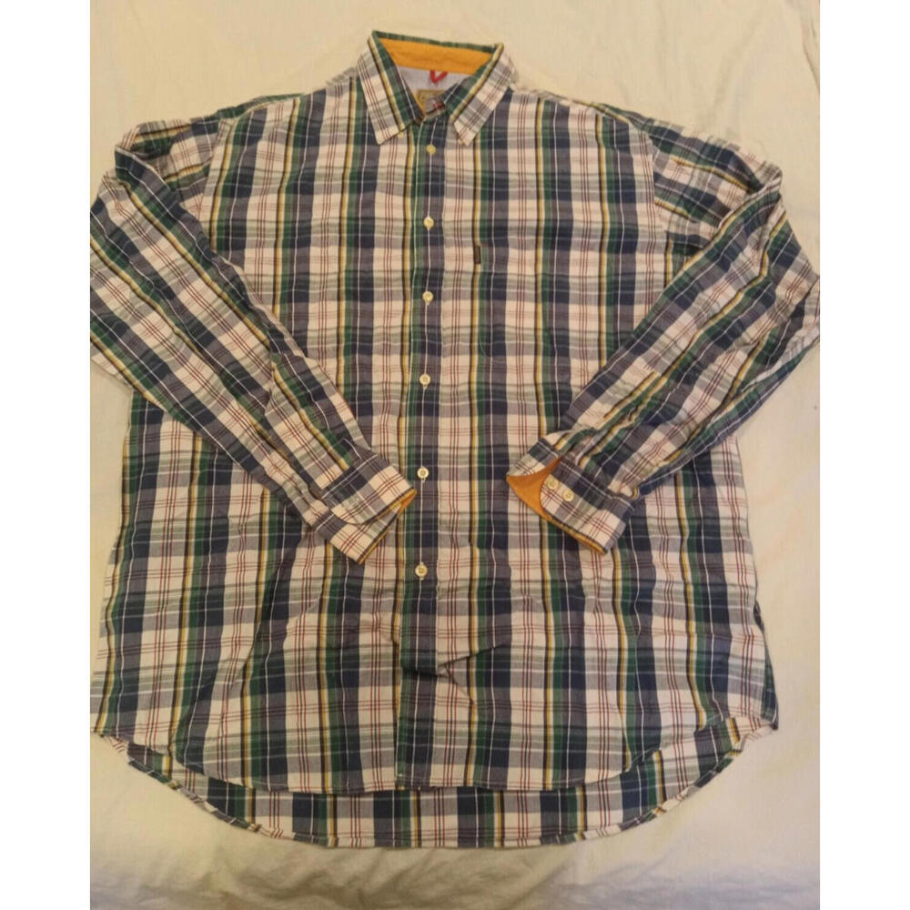 Beretta Men's Size XXL Green Plaid Long Sleeve Button Down Shirt A8
